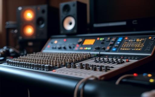 Console de mixage et équipement d'enregistrement professionnel dans un studio moderne